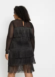 Robe midi en mesh léger à franges, bonprix