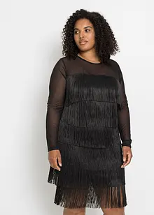 Robe midi en mesh léger à franges, bonprix