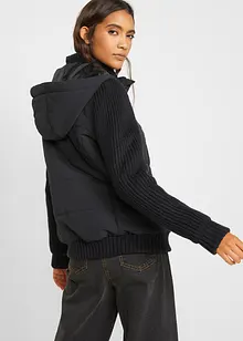 Übergangs-Jacke mit Strickärmeln und Kapuze, bonprix