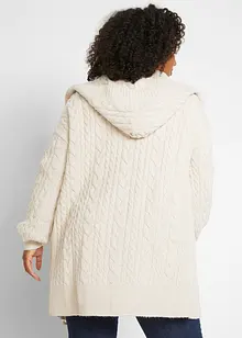 Strickjacke mit Zopfmuster und Kapuze, bonprix