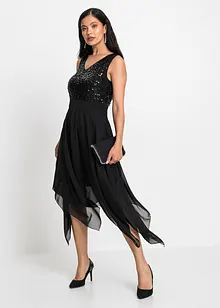 Robe midi en crêpe rehaussée de sequins, bonprix