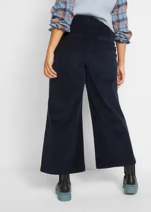 Pantalon large en velours côtelé à taille haute élastiquée, longueur cheville, bonprix