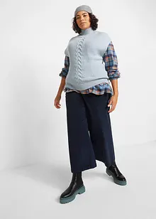 Pantalon large en velours côtelé à taille haute élastiquée, longueur cheville, bonprix