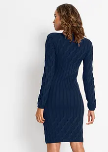 Figurbetontes Strickkleid mit Zopf- und Rippmuster, bonprix