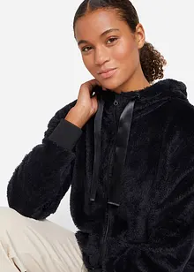 Loungewear Kuschel-Long-Fleecejacke  mit Kapuze, bonprix
