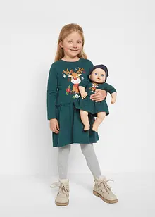 Mädchen Jerseykleid + Puppenkleid aus Bio-Baumwolle (2-tlg. Set), bonprix