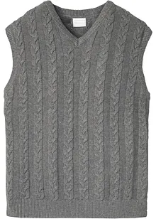 Pull coton sans manches en maille torsadée, bonprix