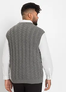 Pull coton sans manches en maille torsadée, bonprix