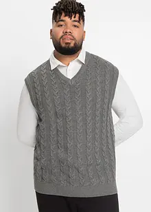 Pull coton sans manches en maille torsadée, bonprix