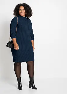 Figurbetontes Strickkleid mit Zopf- und Rippmuster, bonprix