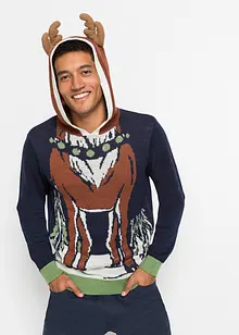 Kapuzen-Pullover mit Weihnachtsmotiv aus recyceltem Polyester, bonprix