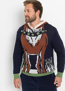 Pull à capuche avec motif de Noël en polyester recyclé, bonprix