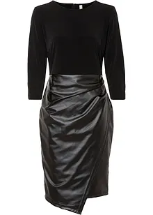 Lederimitat-Kleid mit Jersey-Oberteil, bonprix