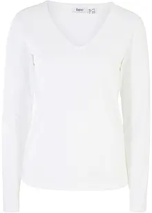 Langarmshirt mit V-Ausschnitt aus Bio-Baumwolle, bonprix