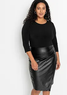 Lederimitat-Kleid mit Jersey-Oberteil, bonprix