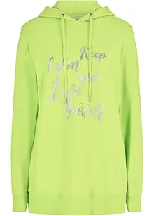 Sweat-shirt sport et féminin avec inscription métallisée, fentes latérales pour une plus grande liberté de mouvement, capuche., bonprix