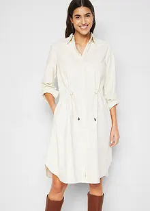 Robe-chemise longueur genou de style utilitaire en lin majoritaire avec élastique à la taille, bonprix