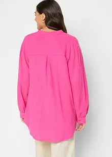 Oversized Musselin-Longbluse aus Baumwolle mit Seitenschlitzen, bonprix