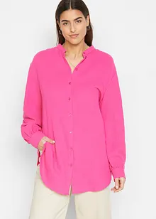 Oversized Musselin-Longbluse aus Baumwolle mit Seitenschlitzen, bonprix