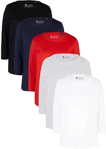 Rundhals-Shirt (5er Pack), ¾-Arm, bonprix