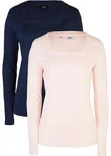 Langarmshirt mit Karree-Ausschnitt (2er Pack), bonprix