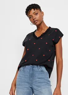T-shirt imprimé avec dentelle, bonprix
