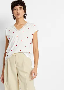 Bedrucktes Shirt mit Spitze, bonprix