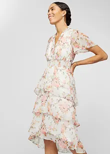 Robe midi floral à volants, bonprix