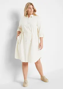 Robe-chemise longueur genou de style utilitaire en lin majoritaire avec élastique à la taille, bonprix