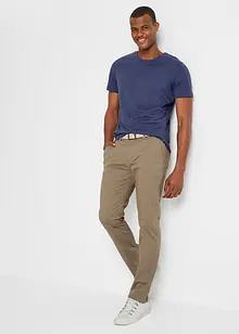 Pantalon chino droit stretch Regular, coupe ventre confort avec ceinture, bonprix