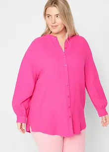 Chemisier long et oversize en gaze de coton avec fentes sur les côtés, bonprix