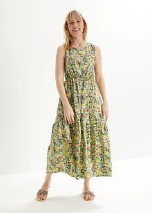 Midi-Jersey-Kleid mit Rundhalsausschnitt und Volant mit Bio-Baumwolle, bonprix