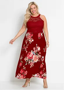 Sommer-Maxikleid mit Blumen-Print und Spitze, bonprix