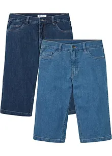 Lot de 2 bermudas longs en jean extensible, Regular Fit, bonprix