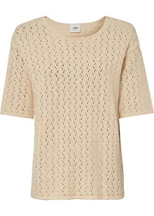 Ajour- Pullover mit Leinen, 1/2- Arm, bonprix