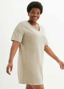 Oversize-T-Shirtkleid mit V-Ausschnitt aus Bio-Baumwolle (2er Pack), bonprix