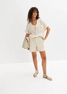 Musselin-Bluse mit Knopfleiste und Tasche, bonprix