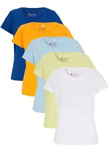 Rundhals-Shirt, Kurzarm (5er Pack), bonprix