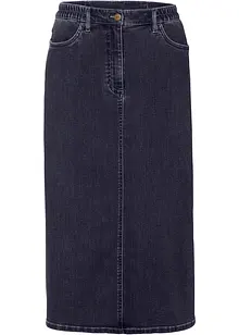 Jupe midi en jean extensible légèrement évasée avec taille confortable, bpc bonprix collection