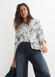 Blouse froissée, manches 3/4 retroussables, bonprix