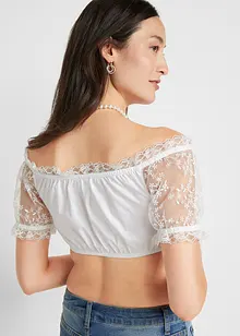 Blouse Dirndl à manches Carmen en dentelle, bonprix