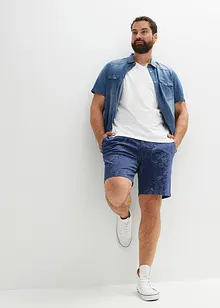 Chemise manches courtes slim en jean, 100% coton, bonprix