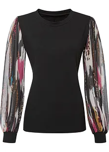 Rippshirt mit Chiffonärmeln, BODYFLIRT boutique