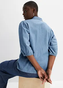 Jeansbluse mit Puffärmeln aus Bio-Baumwolle, bonprix