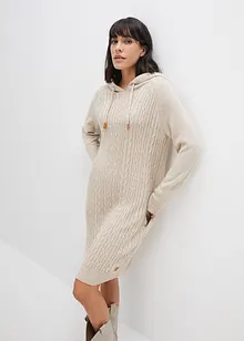 Robe en maille à capuche avec torsades, bonprix