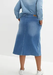 Jupe en jean extensible, longueur midi, bonprix