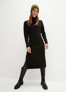 Strickkleid in Midi-Länge mit Stehkragen und Schlitzen, bpc bonprix collection