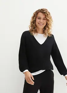 Oversize-Pullover mit tiefem V-Ausschnitt, bonprix