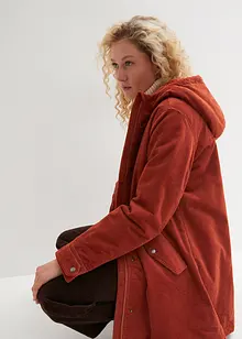 Warmer Cord-Parka mit Teddy-Futter in der Kapuze, in A-Linie, bonprix