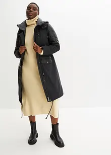 Long-Parka mit Lederimitateinsatz, bonprix